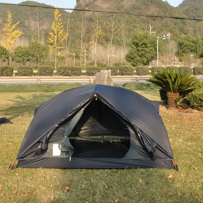 Cheap Goat Tents Ultralight 20D Silicone Coated Cloth 2 Persons Black Huba Tent Aluminum Pole Anti storm Windproof Luxury Outdoor Tourist Hiking   